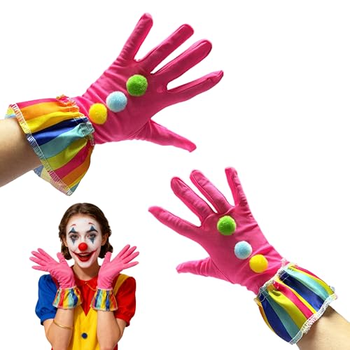 XCSJ Clown Handschuhe Bunte, Clown Cosplay Handschuhe, Clown Kostüm Accessoire fur Karneval, Halloween, Party, Cosplay, Zirkus,Männer und Frauen (Rosa, 7.87 * 3.94in/20 * 10cm)