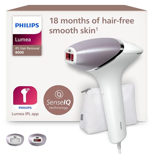 Philips Lumea IPL 8000 Series Haarentfernungsgerät mit SenseIQ Technologie – Alternative zur Laserhaarentfernung – 2 Aufsätze für Körper & Gesicht (BRI944/00)