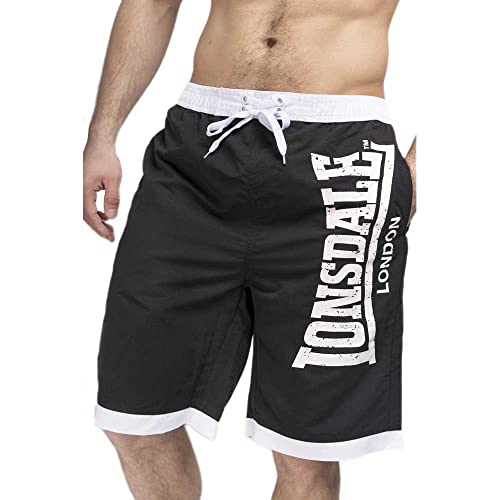 Lonsdale Herren Beachshorts Normale Passform CLENNELL M, Black/White