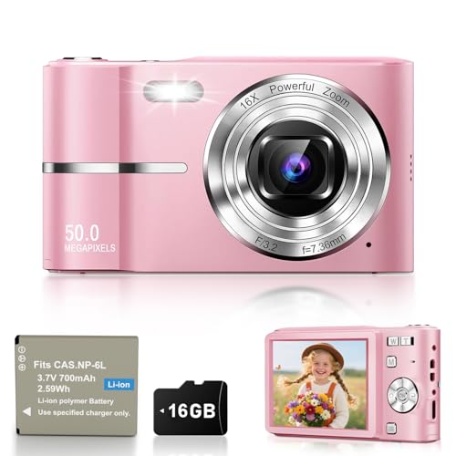 Digitalkamera 50MP Fotokamera 1080P Videokamera mit 16X Digitalzoom, 2,4