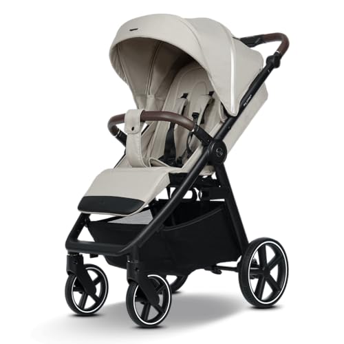 my junior® PLIA² | großer Komfortbuggy mit Luftkammerreifen, Einhand-Faltmechanismus, einstellbare Federung, XXL-Einkaufskorb & -Verdeck, Belüftung, inkl. Getränkehalter + Tragegurt (Desert Bloom)