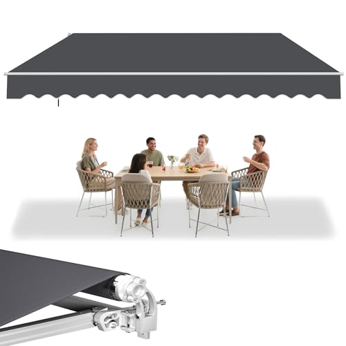 UISEBRT Markise Balkon 400x300cm - Gelenkarmmarkise Klemmmarkise Sonnenmarkise Sonnenschutz, Dunkelgrau