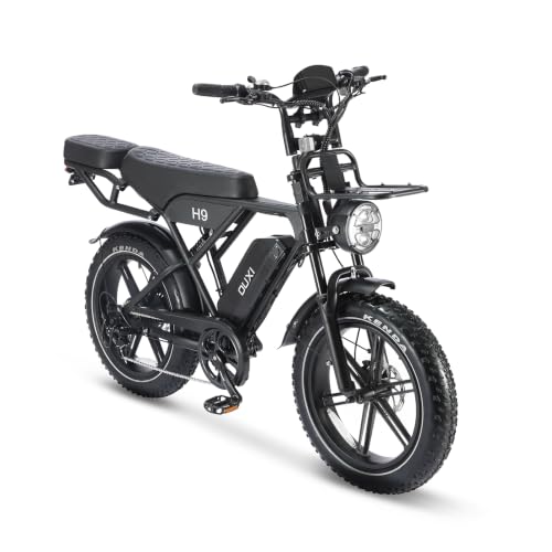 OUXI H9 E-Bike 20 Zoll Fatbike Elektrofahrrad Pedelec, 250W Motor 60Nm, 48V 15Ah Akku 60km, Hydraulische Scheibenbremsen, Vollfederung, Gepäckträger vorne & hinten, mit Blinker (H9)