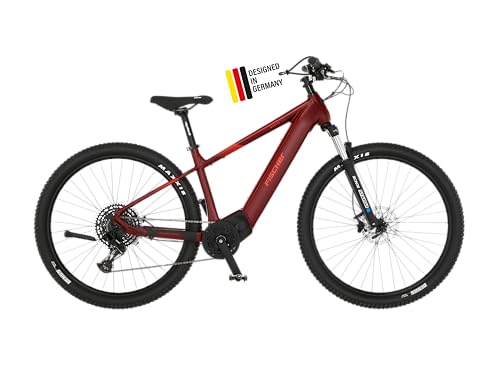 Fischer E-Mountainbike MONTIS 7.0i Elektrofahrrad für Damen und Herren, RH 46 cm, Mittelmotor 70 Nm, 36 V Akku, Purpurrot, 46cm-630Wh