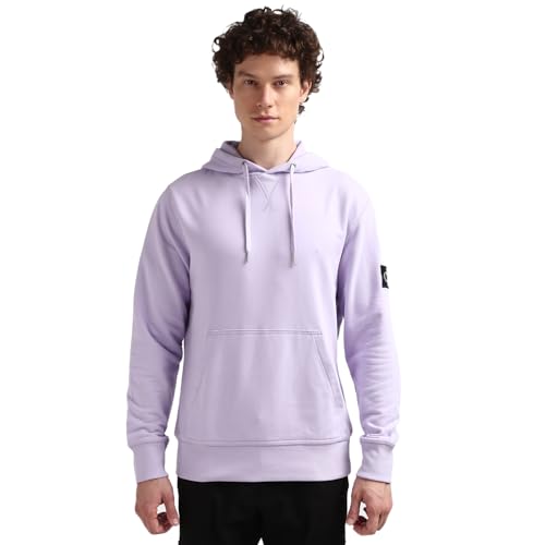 Calvin Klein Jeans Herren Hoodie Badge mit Kapuze, Violett (Pastel Lilac), XXS