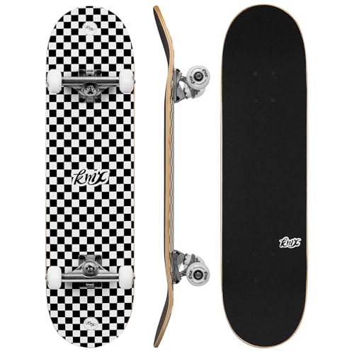 Arrow Board - 31 Zoll Profi skateboard für Kinder, Anfänger, Jungen, Erwachsene, Junge, Mädchen. Kanadisches Ahornholz, Double Kick Concave-Deck | Profi Achsen | Cruising und Tricks(Klassisch Checker)