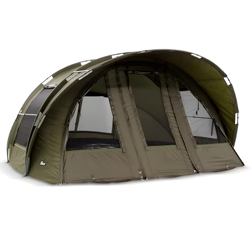 Lucx Leopard XXL Bivvy Angelzelt für 2-4 Mann - extragroßes Karpfenzelt mit herausnehmbarer Bodenplane & 10.000 mm Wassersäule