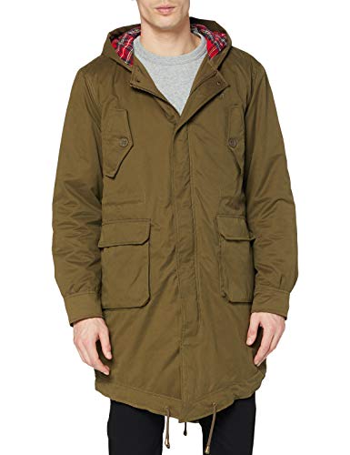 Merc of London Herren Tobias Parka Mantel, Grün (Combat Green), Large (Herstellergröße: L)