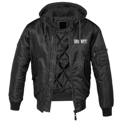 Spaß Kostet Männer MA1 Bomberjacke mit Kapuze gefüttert Winter Version SECURITY Größe S bis 7XL