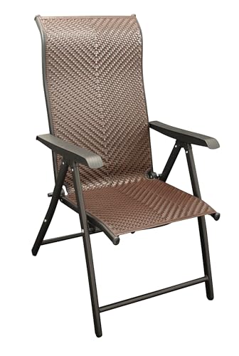 DEGAMO Klappsessel Gartensessel Antibes Hochlehner, Metall und Polyrattan braun, 7-Fach verstellbar, faltbar, Outdoor