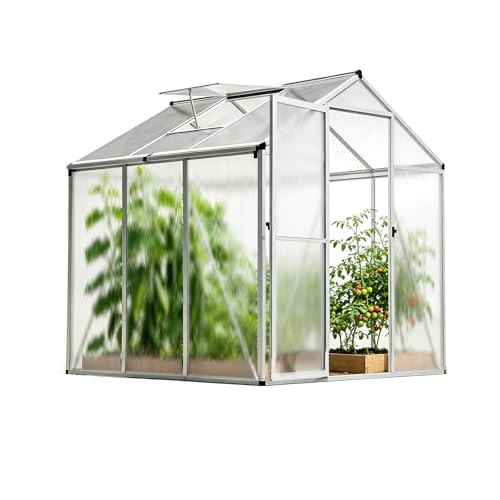 Gegaden Gewächshaus Aluminium für den Garten | 177*181*193 cm | Vielseitig nutzbar als Treibhaus Gartenhaus Winterfest Aufzucht Tomatenhaus Frühbeet und Pflanzenhaus Weiß