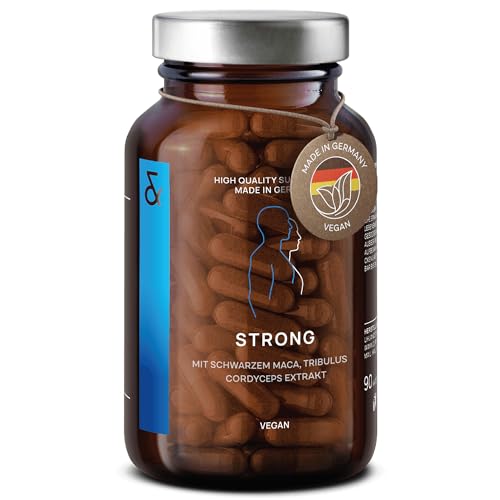N°32 Strong - Black Maca Kapseln hochdosiert mit Tribulus terrestris, Cordyceps sinensis, schwarzer Knoblauch, Ginseng, Zink & Selen - 90 Kapseln