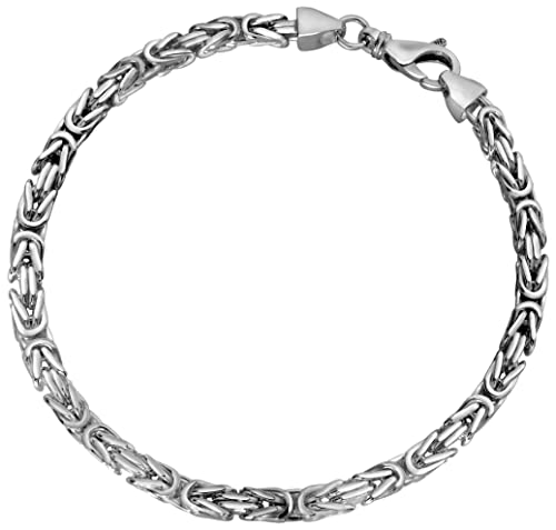 Avesano Armband Königskette 925 Silber Herren Königsketten-Armband Breite 4 mm Silberarmband mit Schmuck Box Länge 21 cm verfügbar 102096-021