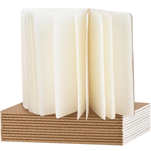 ZCZN Notizbuch A5 blanko, 12 Stück Kraft Cover Notizheft mit 30 Blatt, Heft für Büro und Schule