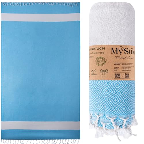 MyStilo® Strandtuch Saunahandtuch XXL - Dickes, Weiches Badetuch 100x200cm, Schnelltrocknend - Premium Hamamtuch, Handtuch für Männer, Frauen, Yoga und Fitness mit Diamantmuster (dunkeltürkis)
