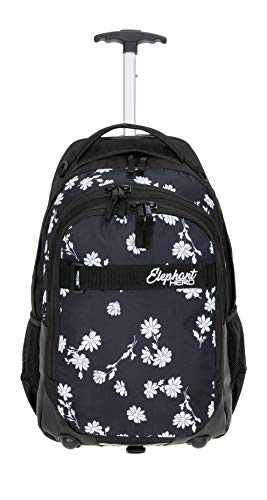Elephant Trolley Mädchen Schultrolley Hero Signature Schulranzen Schultasche Trolly Rucksack 12800 Auswahl (Black Flower (Schwarz/Blume))