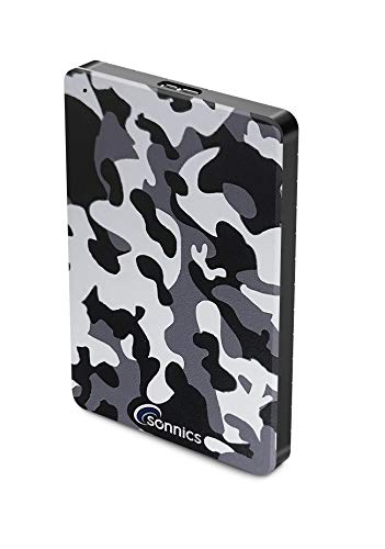 Sonnics 1TB Grau Camo Externe tragbare Festplatte USB 3.0 super schnelle Übertragungsgeschwindigkeit für den Einsatz mit Windows PC, Mac, Xbox ONE und PS4 Fat32