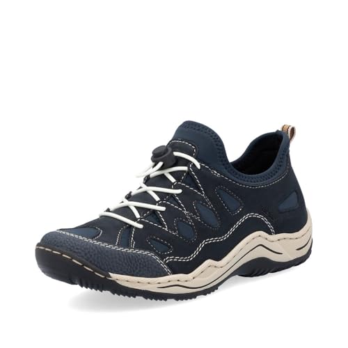 Rieker Damen Low-Top Sneaker L0551, Frauen Halbschuhe, lose Einlage,Sportschuhe,Freizeitschuhe,Turnschuhe,Laufschuhe,blau (14),41 EU / 7.5 UK