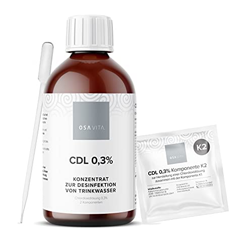 OSAVITA® CDL 0,3% Chlordioxid Konzentrat CDs - Wirksamkeitstest nach EN1276 & EN13623 - Made in Germany (250 ml)