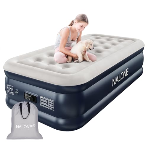 NALONE Luftmatratze 1 Personen, Luftmatratze Selbstaufblasend mit Integrierter Pumpe, Luftbett Selbstaufblasend in 3 Minuten, Aufblasbare Matratze für Camping & Heimgebrauch 196x97x46cm