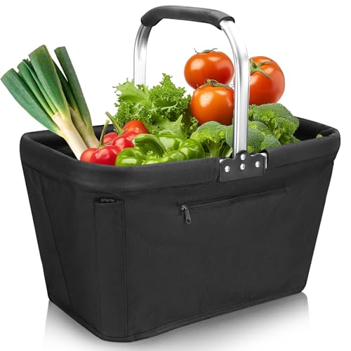 NCTNCX Einkaufskorb faltbar 30L, Tragekorb, Stabiler Einkaufskorb mit Verstärkungsstäben - ohne Zusammenfallen, Picknickkorb für Reisen, Picknick, Einkaufen, Geschenke