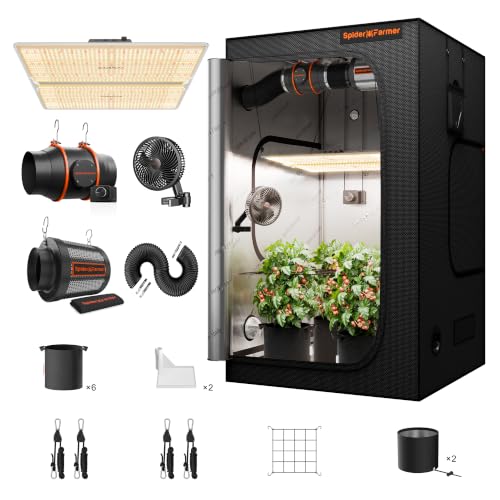 Spider Farmer 120x120x200cm 450W Grow Tent Growzelt Set mit Lüftersteuerung