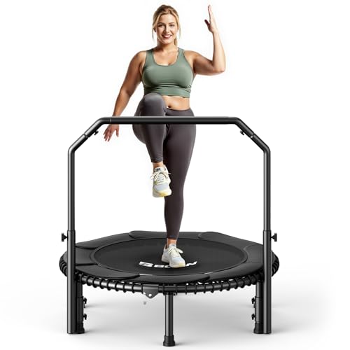 BCAN Rebounder-Trampolin für Erwachsene, 102 cm, 204 kg Belastbarkeit, mit Bungee-Seilen, verstellbarem Griff, stabil, leise – Schwarz