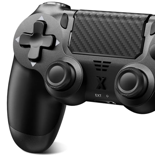 Glitfix Wireless Controller für PS-4, Controller Wireless für PS-4/Pro/Slim/PC, Bluetooth Gamepad Joystick mit Dual Vibration/Touch Panel/3.5mm Audio Jack/Six-Axis (BLACK)