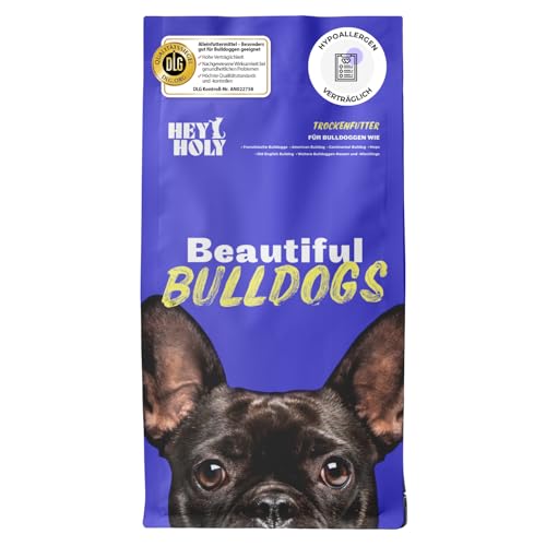 HEY HOLY Premium Trockenfutter für Bulldoggen 100% getreidefrei | 7kg hypoallergenes Hundefutter für ausgewachsene Bulldoggen mit Lachs | Hochverträglich aus natürlichen Zutaten
