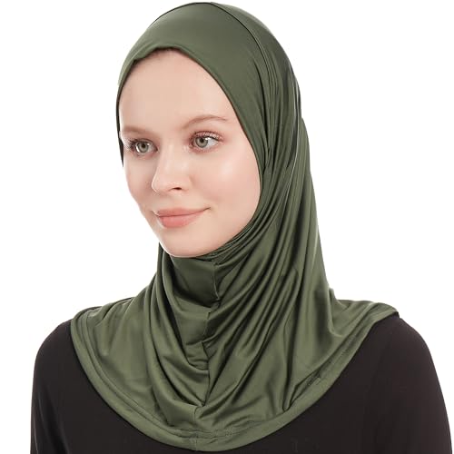 Ayisah Amira Hijab Kopftuch Damen Muslimisch - Khaki Instant Kopftuch - Ready To Wear Schal - One Piece Amira Hijab Schal - Kopftücher Für Damen - Moderne Islamische Hidzab Kopftücher (Khaki)