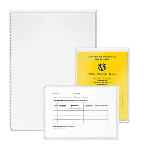 Hülle DIN A6 Schutzhülle 148 x 105 mm [3 Stück] Ausweishülle Impfbescheinigung für alten Impfpass Impfnachweis Impfbescheinigung
