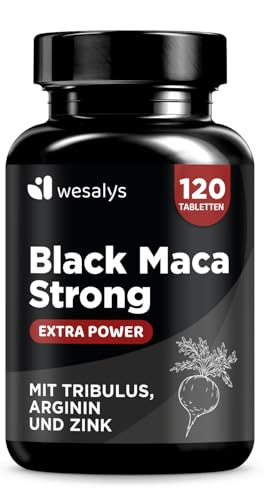 Maca Kapseln hochdosiert – 30.000mg, Black Maca 20:1 Extrakt mit Tribulus terrestris, Arginin, Zink, Vitamin B, Selen - 120 Kapsel Heldenkraft für Männer