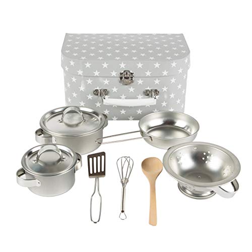 Sass & Belle � Kinder Kochtopfset in grau aus Metall (Grau / Sterne, T�pfe)