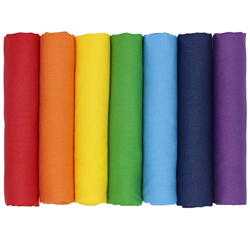 aufodara 7 Stück Stoff Einfarbige Baumwollstoff Stoffpakete Patchwork Baumwolle, 17,7 x 19,68 Inch Stoffe zum Nähen, Patchwork Stoffpaket zum Quilten DIY Basteln Handwerken (Regenbogen)