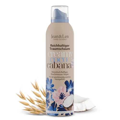 Jean & Len Reichhaltiger Traumschaum Kokos & Hafermilch, Gel-to-Mousse Technologie, mit Vitamin E und pflanzlichem Glycerin, Duschschaum, ohne Parabene & Silikone, 200 ml