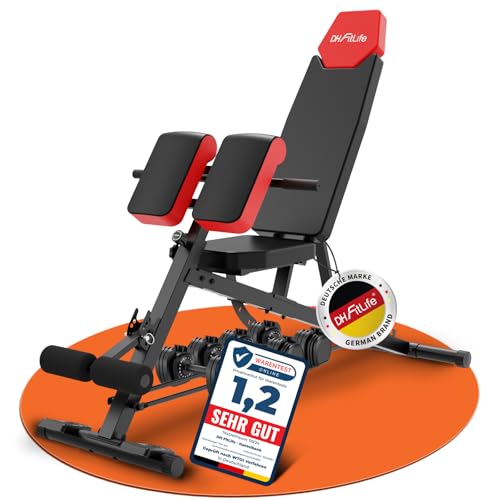 DH FitLife Hantelbank verstellbar 6-in-1 Trainingsbank 350kg Hyperextension