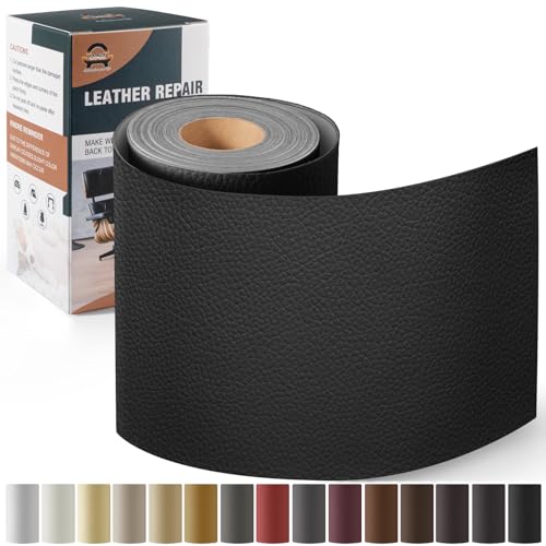 Leder Reparatur Set Schwarz,OAZ Kunstleder Selbstklebend 10 x 160 cm,Kunstleder Reparaturset Leder Reparatur Patch Selbstklebende Lederflicken für Autositze Möbel Sofa Taschen