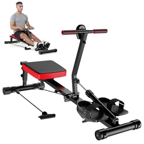 GartistGo Rudergerät für Zuhause Hydraulisch Rowing Machines, 12 Widerstandsstufen, 180KG Belastbarkeit, Ganzkörpertraining Rudermaschine Fitnessgerät