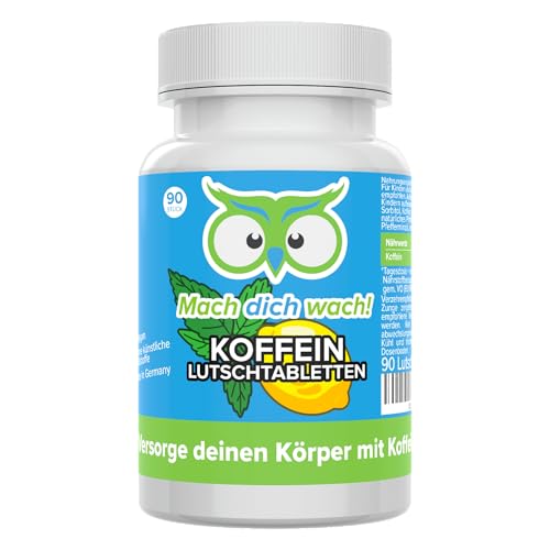 Koffein Lutschtabletten - 100 mg Koffein mit Sofort-Wirkung - wirkt schneller als Koffeinkapseln und Koffeintabletten - Produktion in Deutschland - laborgeprüft - ohne Zusätze - Mach dich wach!®