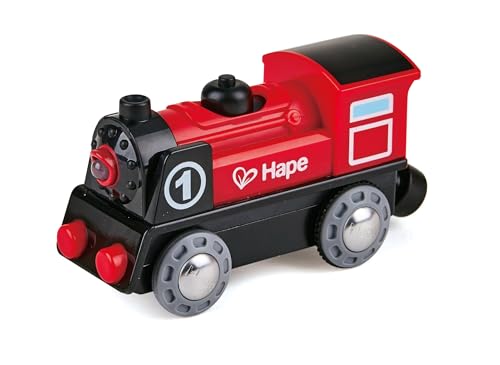 Hape Eisenbahn Batteriebetriebene Lokomotive Nr. 1, mit Licht und Ton, durch Magnete spielend einfach zu verbinden, ab 3 Jahren