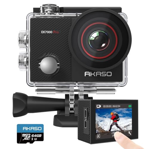 AKASO EK7000 Pro 4K Action-Kamera mit 64GB microSDXC Speicherkarte