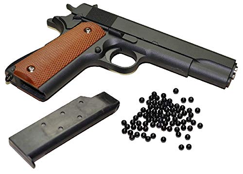 KOSxBO Airsoft Pistole 0,5 Joule aus Vollmetall Metallschlitten in Schwarz - Kaliber 6 mm BB inkl. Premium BBS Munition