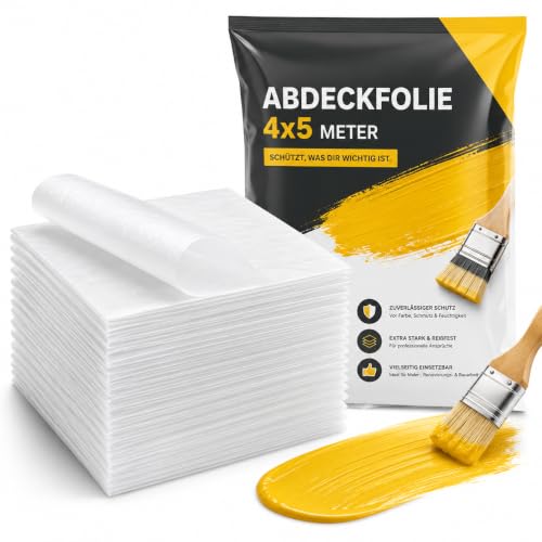 6x Abdeckfolie - 4 x 5 m Malerplane - 160 qm Plane - extra stark & transparent Baufolie & Malerfolie & Malervlies Tapete - Maler Abdeckplane für Renovierung & Umzug - Made in Europe (Mengenauswahl)