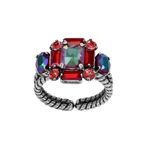 Konplott: Ring Strictly Beautiful, eleganter Treppen-Kristall-Ring, für Damen/Frauen (rot)