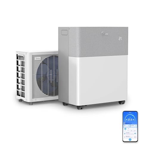 Midea Portasplit Mobile Wärmepumpe, Klimaanlage, Kühlen A++/Heizen A+, 12000 BTU 3, 5kW, für Räume bis zu 42 m² / 105 m³, nur 39 dB(A) im Silent-Modus