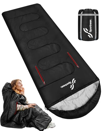 Schlafsack, Sportneer Anziehbarer Deckenschlafsäcke 220 x 85 cm tragbarer 3-4 Jahreszeiten-Schlafsack mit Reißverschluss für Arme und Füße, für Erwachsene Camping Wandern Reisen