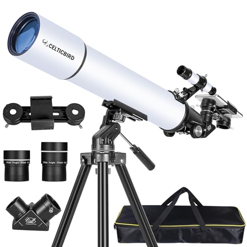 CELTICBIRD 80AZ Teleskop für Erwachsene, leistungsstarke Reiseteleskope für Astronomie-Einsteiger, 80-mm-Öffnung, 800-Refraktor-Teleskop mit AZ-Halterung
