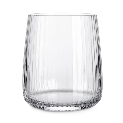 Glasmark KROSNO 1992 Gläser Set 6 Stück - Trinkgläser - Wassergläser Geriffelt - Transparent Spülmaschinenfest - 320 ml