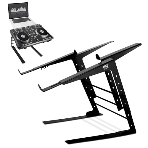 Pyle DJ Tisch, tragbarer Doppel-Laptopständer, Dual Laptop Ständer mit verstellbarer Höhe, ergonomischem Design & rutschfesten Zinken für DJ-Mixer, Controller Stand, Workstation, Gaming & Heimgebrauch