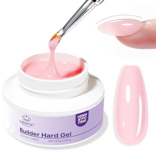 MIZHSE Aufbaugel für Gelnägel HEMA-frei TPO-frei 30g Builder Gel für Nägel Aufbaugel Hartgel für Hause/Nagelstudio/Nageldesign, Rosa, 30g